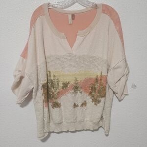 Anthropologie Pilcro sweater mixed media style sweater top size lp